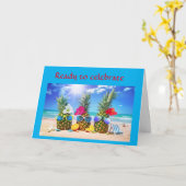 Carte ANANAS RIDICULE DIT BON "40e ANNIVERSAIRE" (Fleur jaune)