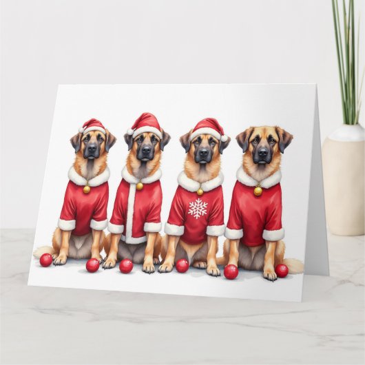 Carte Anatolian Shepherd Christmas Dress Santa Hat (Devant)