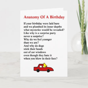 Carte Anatomy of a Birthday - a quirky birthday poem