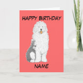 Carte Ancien anglais Sheepdog Birthday Cards, ajouter du (Devant)