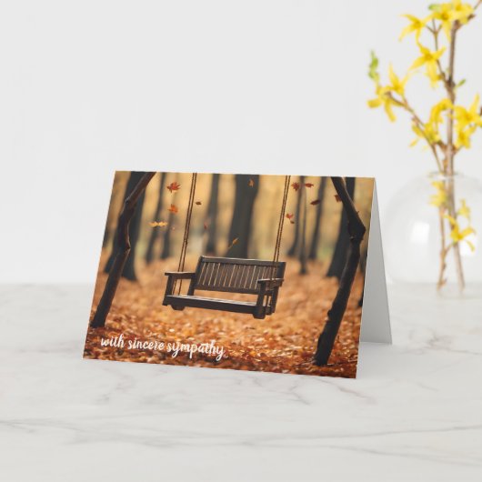 Carte Ancien banc à neige d'automne pour la sympathie (Fleur jaune)