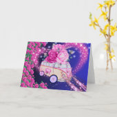 Carte Ancien bus rose Beaver (Fleur jaune)