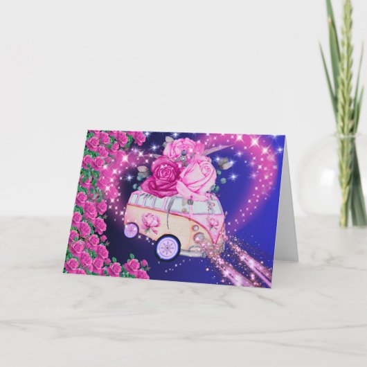 Carte Ancien bus rose Beaver (Devant)