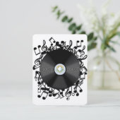 Carte Ancien disque vinyle et notes de musique (Debout devant)