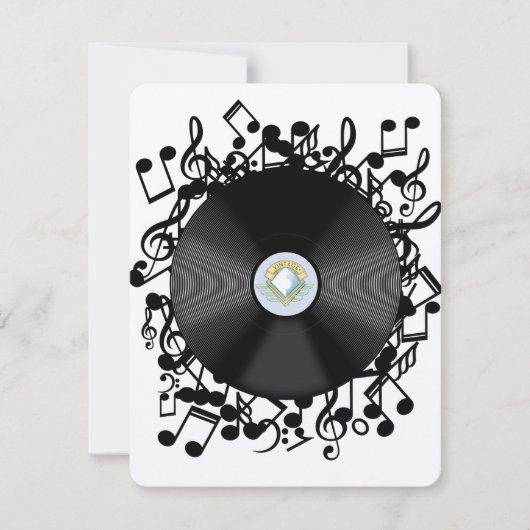 Carte Ancien disque vinyle et notes de musique (Devant)