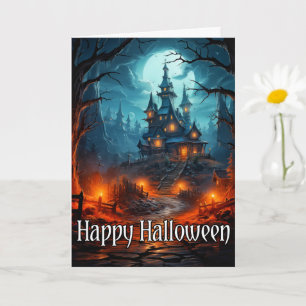 Carte Ancien manoir Éffrayant Halloween heureux