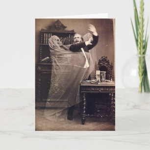 Carte Ancien Portrait de Fantôme Victorien Drôle et Effr
