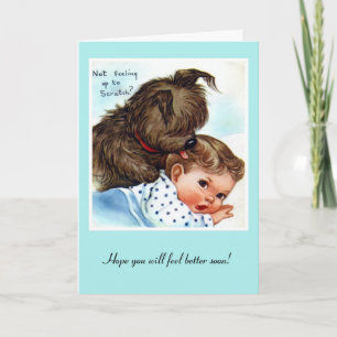 Carte Ancienne Bon Rétablissement Chien Et Bébé