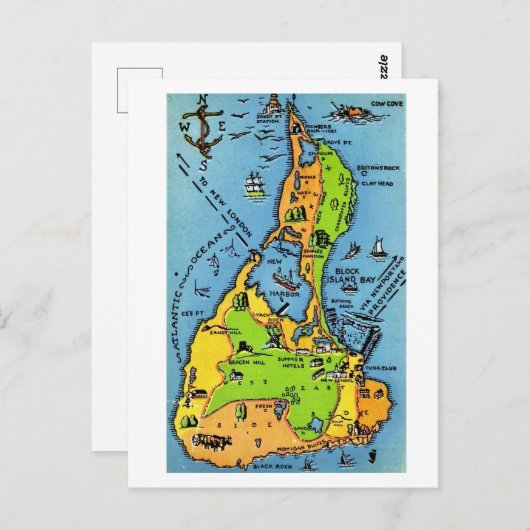 Carte ancienne de Block Island (Devant / Derrière)