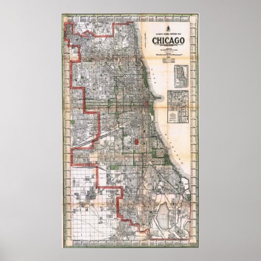 Carte ancienne de Chicago Poster 1920 (Devant)