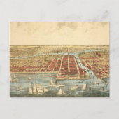 Carte ancienne de Chicago, rue LaSalle et rivière (Devant)