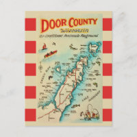 Carte ancienne de Door County sur carte postale