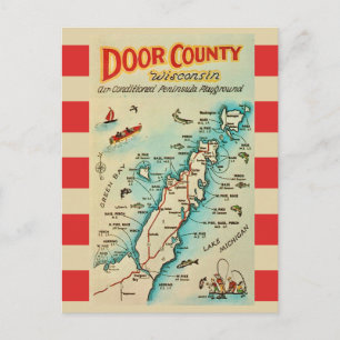 Carte ancienne de Door County sur carte postale