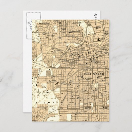 Carte ancienne de Fort Wayne Indiana (Devant / Derrière)