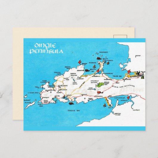 Carte ancienne de la péninsule de Dingle en Irland (Devant / Derrière)
