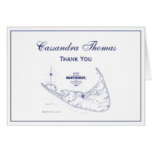 Carte ancienne de l'île de Nantucket MA Bleu marin