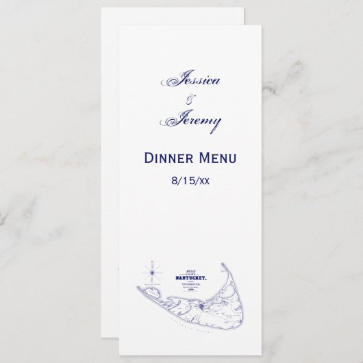 Carte ancienne de l'île de Nantucket MA Bleu marin (Devant / Derrière)