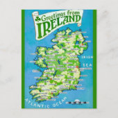 Carte ancienne de l'Irlande sur carte postale (Devant)
