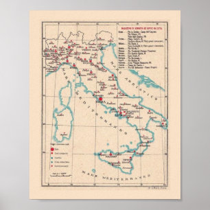 Carte ancienne de l'Italie impression 8 X 10