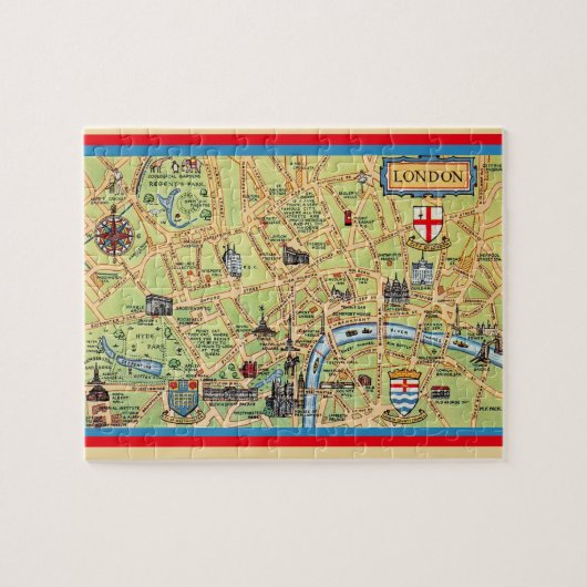 Carte ancienne de Londres Puzzle 8x10 (Horizontal)