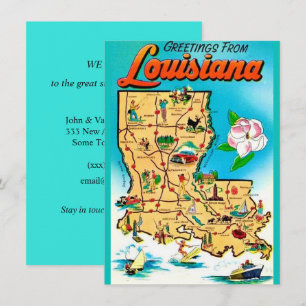 Carte ancienne de Louisiane Annonce de déménagemen