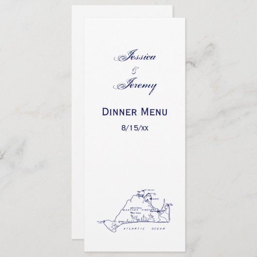 Carte ancienne de Martha's Vineyard #1 Bleu marine (Devant / Derrière)