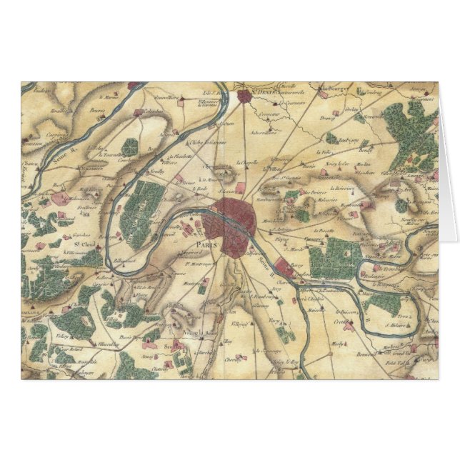 Carte ancienne de Paris et ses environs (1780) (Devant horizontal)