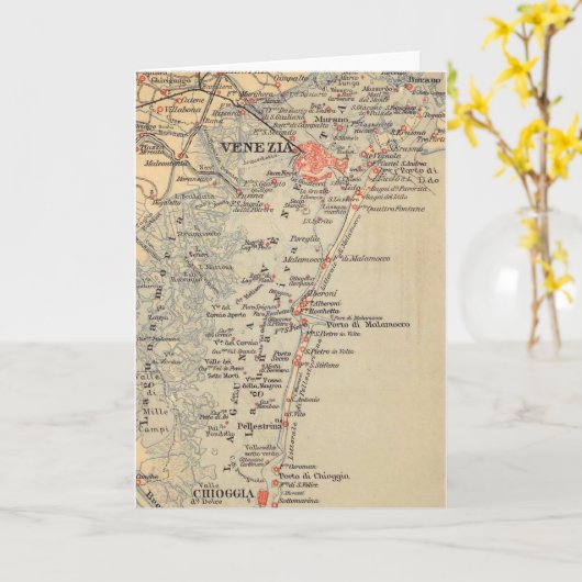 Carte ancienne de Venise Italie (Fleur jaune)