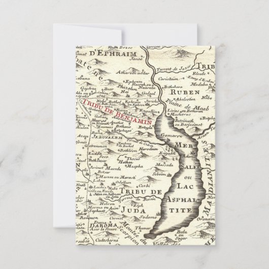 Carte ancienne d'Israël Benjamin Bar Mitzvah Merci (Devant)