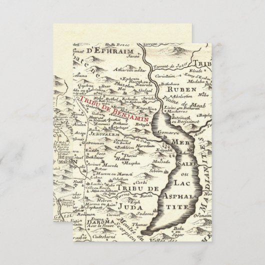 Carte ancienne d'Israël Benjamin Bar Mitzvah Merci (Devant / Derrière)