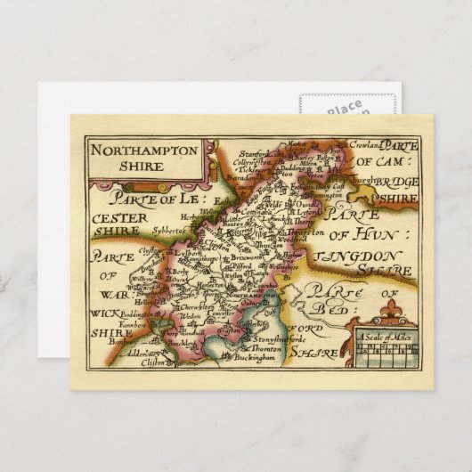 Carte ancienne du comté de Northamptonshire en Ang (Devant / Derrière)