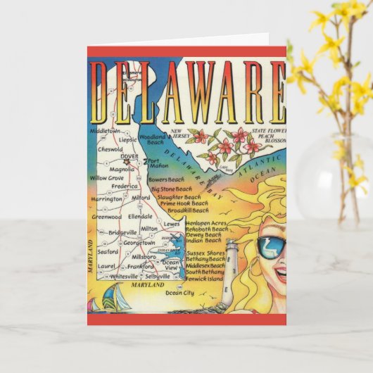 Carte ancienne du Delaware (Fleur jaune)
