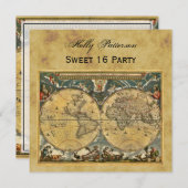 Carte ancienne du monde, fond en détresse SQ Sweet (Devant / Derrière)