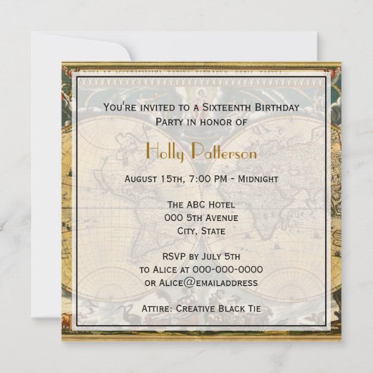 Carte ancienne du monde, fond en détresse SQ Sweet (Dos)