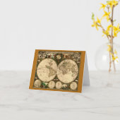 Carte ancienne du monde sur carte de note (Fleur jaune)