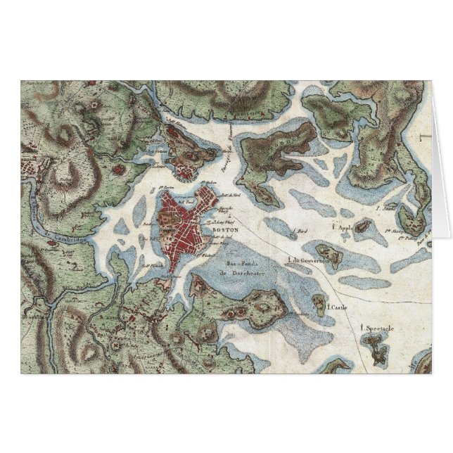 Carte ancienne du port de Boston (1807) (Devant horizontal)