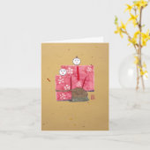 Carte Ancienne Japonaise Couple Note (Fleur jaune)