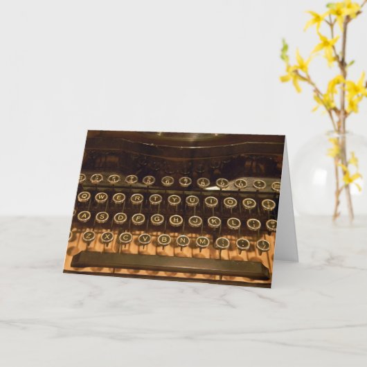 Carte Ancienne machine à écrire pour l'anniversaire (Fleur jaune)