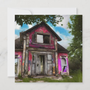 Carte Ancienne maison de grange abandonnée près de la fo