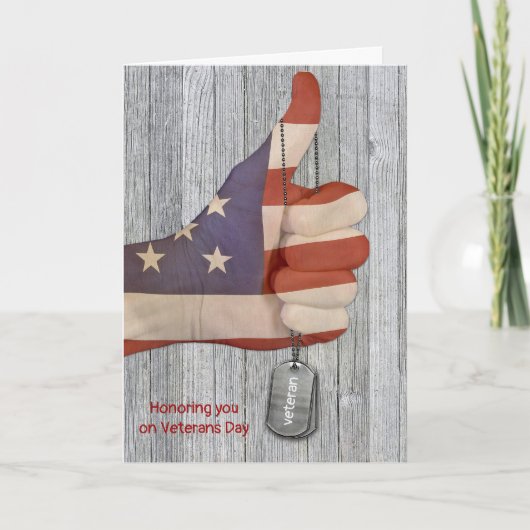 Carte Anciens Combattants Jour lève le drapeau main avec (Devant)
