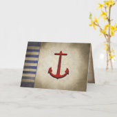 Carte Ancrage nautique rouge pensant à vous (Fleur jaune)