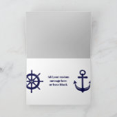 Carte Ancre bleu marine roue de bateau rayée grise Thème (Intérieur)
