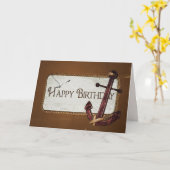 Carte Ancre d'anniversaire nautique (Fleur jaune)