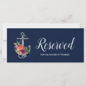 Carte Ancre florale | Panneau réservé du Mariage d'autom (Dos)