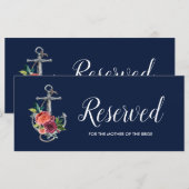 Carte Ancre florale | Panneau réservé du Mariage d'autom (Devant / Derrière)