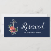 Carte Ancre florale | Panneau réservé du Mariage d'autom (Devant)