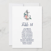 Carte Ancre florale | Tableau des places du numéro de ta (Dos)