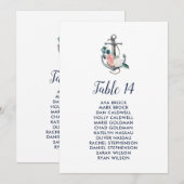 Carte Ancre florale | Tableau des places du numéro de ta (Devant / Derrière)