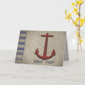 Carte ancre marine rouge avec bandes et boussole bleues (Fleur jaune)