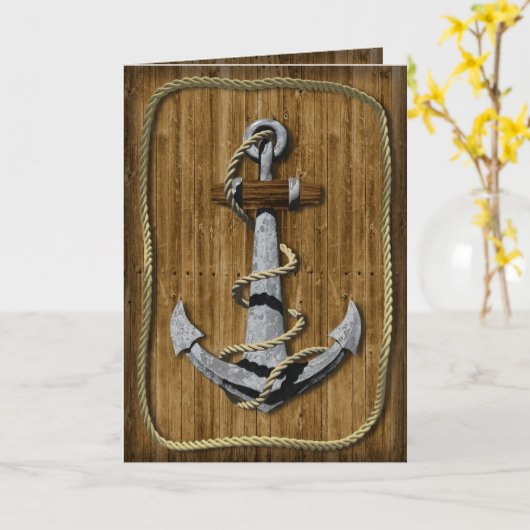 Carte Ancre nautique Anniversaire (Fleur jaune)